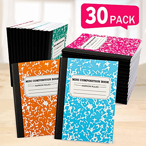 feela Mini Composition Notebook, Cute 30 Pack 5 Pastel Colors Narrow Ruled Mini Composition Books Bulk, Small Pocket Marble Journal Notebooks for Kids Students College, Pocket Size 4.5 x 3.25 in - color: 30 Pack 5 pastel marble covers