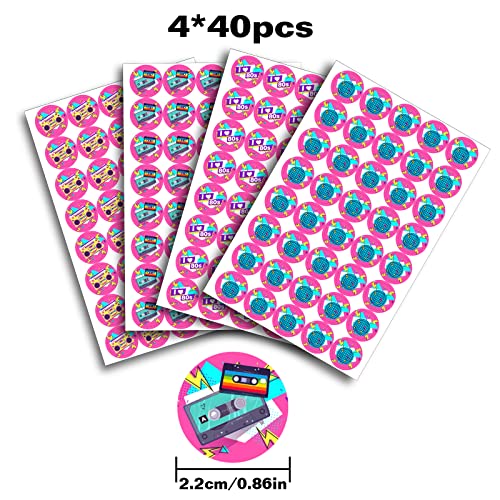 80's Party Round Candy Sticker - I Love 80's Hip Hop Party Favors Sticker Labels Fit Chocolate Candy（ 160 Pieces）