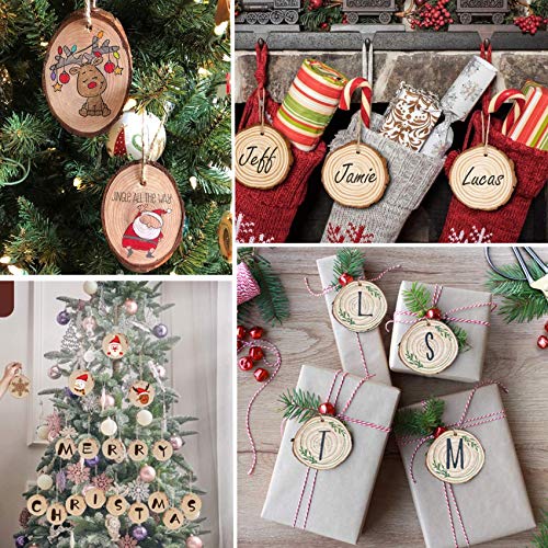 2.4-2.8IN Natural Wood Slices with Jute Twine for DIY Ornaments (50)