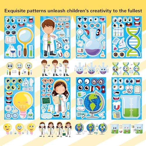 Science Stickers Make-a-face Sticker, Make Your Own Science Themed Stickers - style: Laboratory Sticker