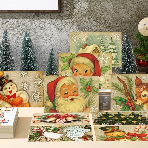 Kosiz 120 Pcs Vintage Christmas Cards 4 x 6 Inch Bulk Blank - style: Vintage Christmas