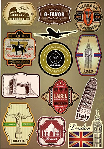 TamBee World Travel Stickers 2PCS PVC Waterproof Decals Sticker