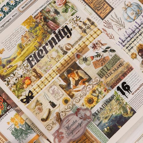 Vintage Washi Tape Set - 24 Rolls Arts Adhesive Tapes Assorted Retro Decorative Masking Tape Sets for Craft, Kids, Scrapbook, DIY, Gift Wrapping (6-Timeless Notes) - color: 6-Timeless Notes