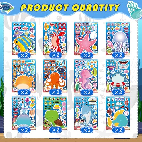Ocean Stickers, Make Your Own Ocean Animals Stickers, Summer Stickers - style: 24 Sheets Ocean Stickers