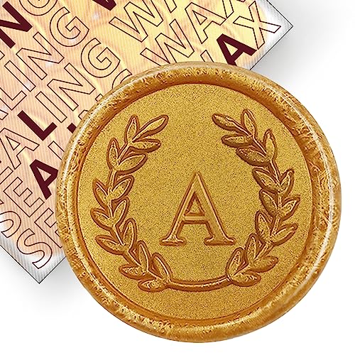 50Pcs Gold Letter A Adhesive Wax Seal Stickers, Hand-Made, No Need Seal Stamp, Tear and Use Wax Stickers for Wedding Invitations, Envelopes, Christmas Gift - color: Gold, size: A
