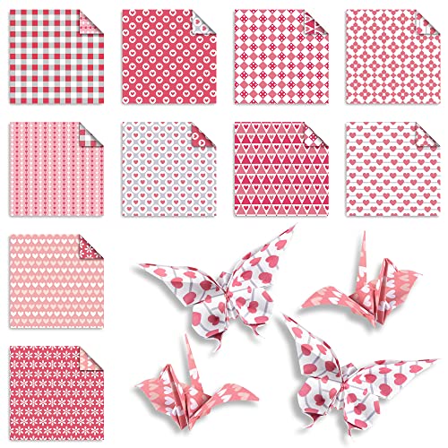 Origami Paper 6x6" Double Sided 50 Sheets 10 Colors Origami Kit,Craft Paper - color: 50sheets-pink memories