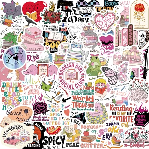 80 Pcs Holographic Bookish Stickers for Scrapbooking, Waterproof Vinyl Romance Book Stickers for Kindle Ebook Scrapbook Laptops waterbattle, Reading Glitter Decals for Teens Adults - color: Holographic Bookish Style