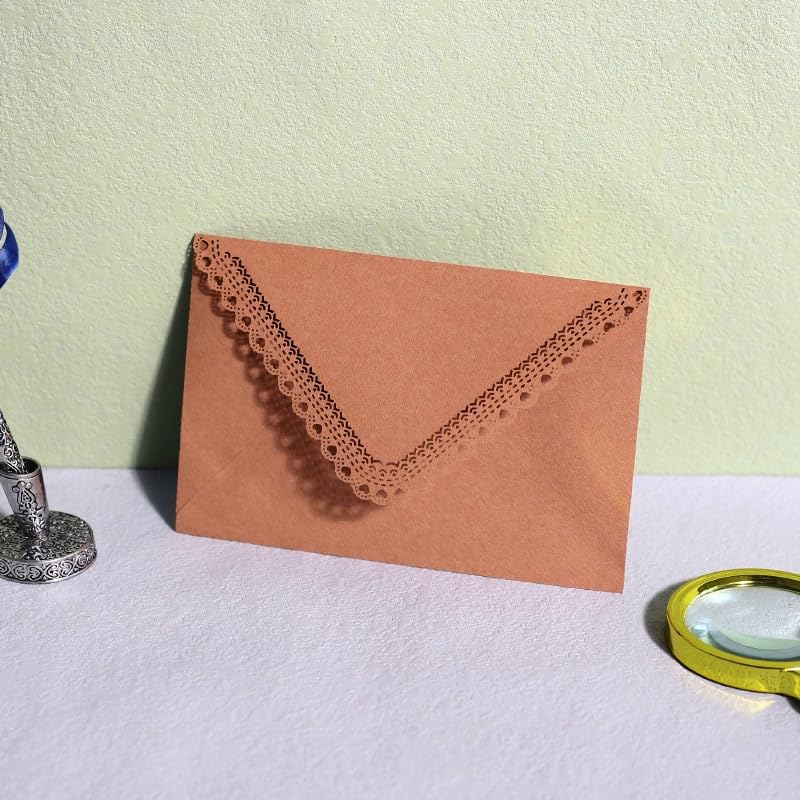 160mmX113mm 10 pieces Lovely Makaron Color Vintage Hollow Lace Envelopes - color: Orange