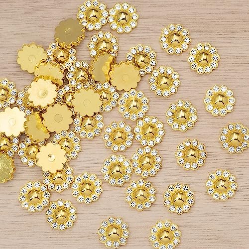 100Pcs Gold Pearl Rhinestone Buttons 14mm - color: 100 PCS Gold