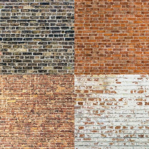 6x6 Brick Wall Texture Scrapbook Paper Pad | 24 Sheets (12 Designs) 160gsm Cardstock | Realistic Red, Whitewashed & Gray Brick Patterns for Dioramas, Dollhouses, Junk Journals & Crafts - color: 6x6 Brick