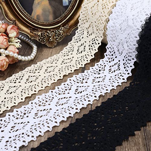 White Lace Ribbon 8 Yards Crochet Trim Cotton Sewing Lace for Crafts, Gift Package Wrapping, Bridal Wedding Decoration, Scrapbooking Supplies - color: White, size: 2.7 inch*8yards