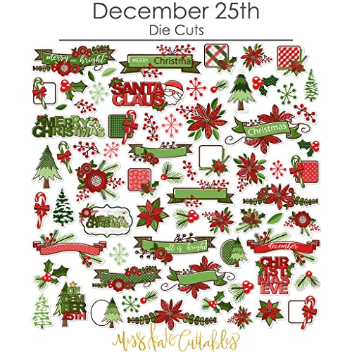Paper Die Cuts - December 25th - Christmas - Over 60 Cardstock Scrapbook Die Cuts - by Miss Kate Cuttables