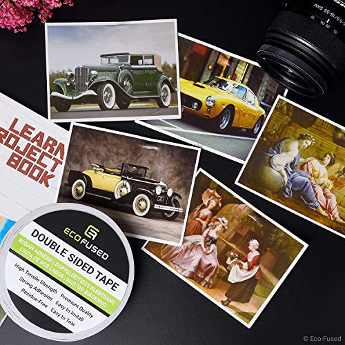 Premium Double Sided Adhesive Tape - Width: 0.79 Inch (20 mm) - Length: 27 Yards (25 m) - For Arts and Crafts, DIY and Office - Quick and Easy to Use on Paper, Glass, Plastic, Wood, Metal and Fabric - color: White, size: 1 Roll .79" X 27 Yards