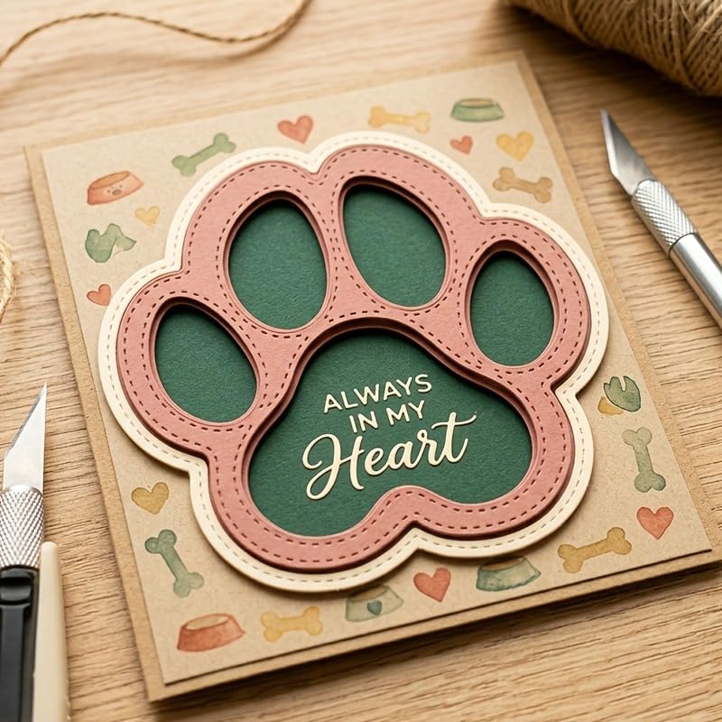 Metal Cutting Die for Scrapbooking, Tools Card Making Supplies Durable Cut Stencils for DIY Scrapbook Photo Album Decorative Paper Card (Dog's Paw 3.4 x 3.4 in) - color: Dog's Paw 3.4 x 3.4 in