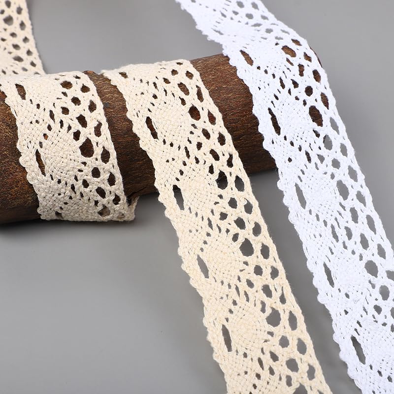 10 Yards 1.5inch Lace Ribbon Crochet Cotton Lace Trim Vintage Lace Trim for Sewing Dollies Clothes Wedding Crafts Supply (White B) - color: White B