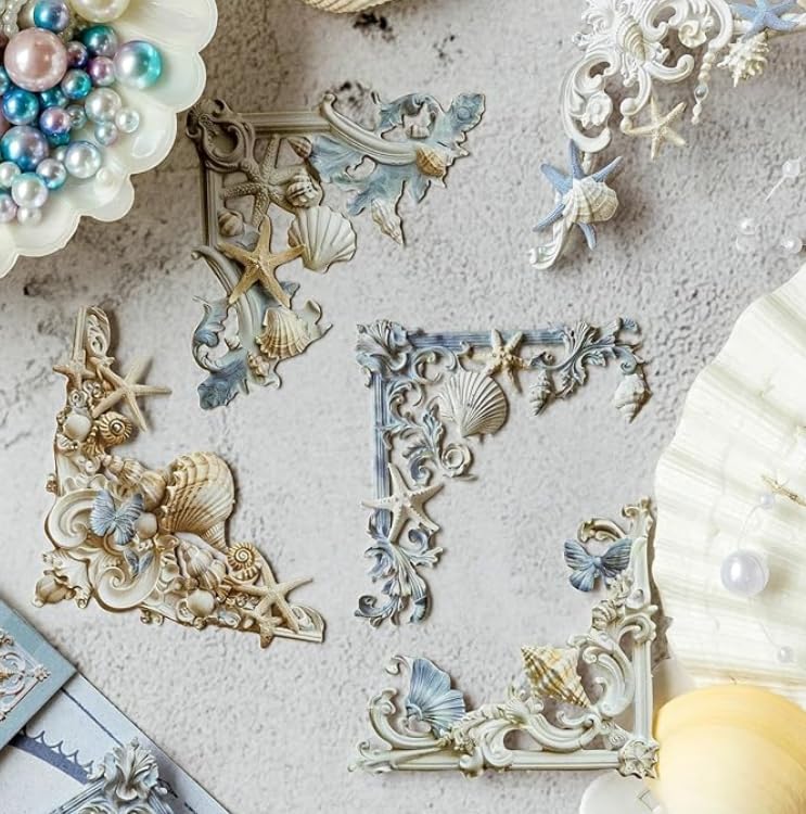 20 Pcs Vintage Floral Embossed Frame Corner Cutouts, Decorative Cut Out Paper for Journal Scrapbooking Card DIY Crafts - color: Beige