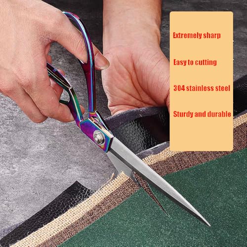 Heavy Duty Tailor Shears Set, Dressmaking Scissors Fabric Scissors Stainless Steel Sharp Shears & Soft-Grip Handle for Cutting Fabric, Clothes, Leather, Denim, Altering, Sewing (Colorful) - color: Colorful