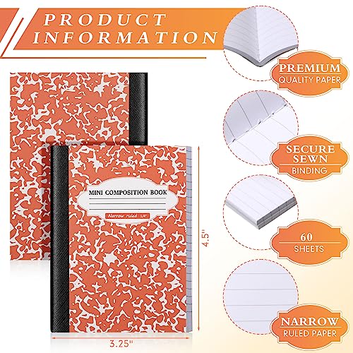 Colarr 48 Pack Mini Composition Notebook, Assorted Marble Covers 4.5 x 3.25 Inch Narrow Ruled Mini Pocket Marble Journal Notebooks for School Office, 120 Pages (60 Sheets), 12 Colors (Bright Color) - color: Bright Color