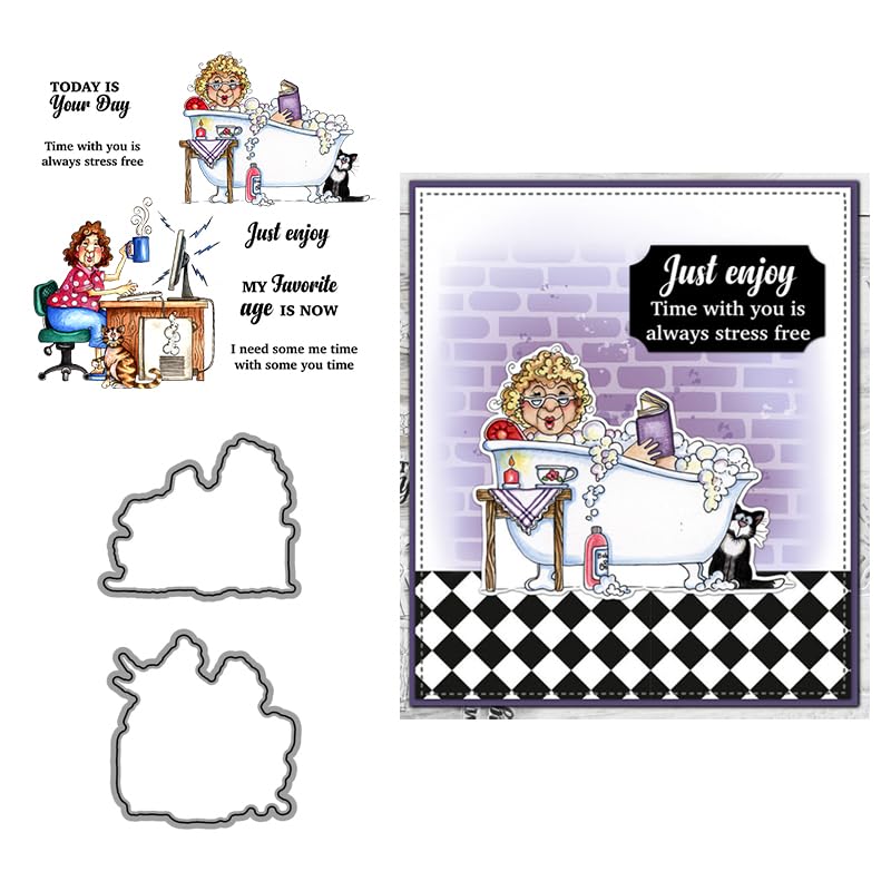 Clear Stamps and Metal Cutting Dies Set for Card Making Scrapbooking, DIY Craft Stamps and Dies Kit for Journaling, Albums, Greeting Cards, Holiday Cards, Birthday, Christmas (YX1087) - color: YX1087