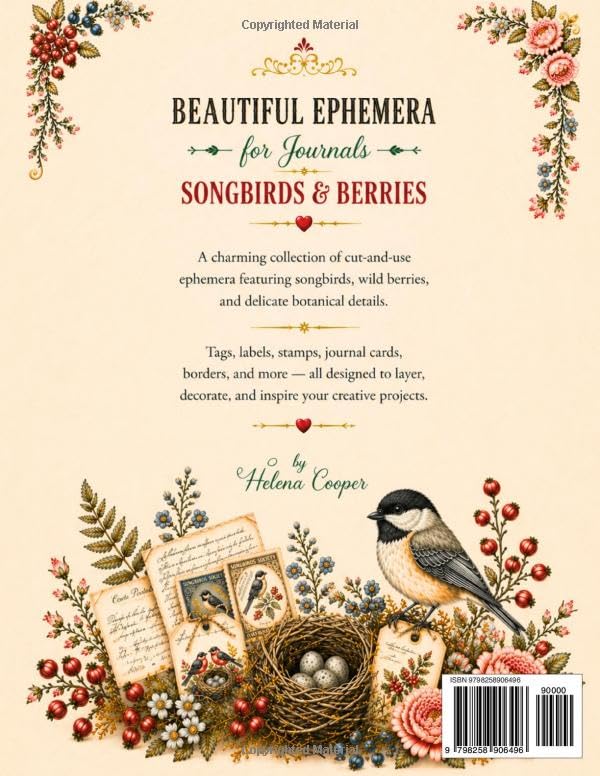 Songbirds & Berries: Beautiful Ephemera for Junk Journals, Scrapbooking & Collage Art