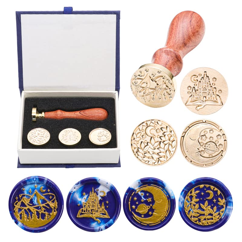 SWANGSA Wax Seal Stamp Kit, Castle Magic Book, Moon Plant, Starry, Mountain - style: Moon Series