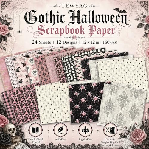 Pink Halloween Scrapbook Paper Pad, 24 Double-Sided 12x12 Cardstock Sheets - color: Halloween