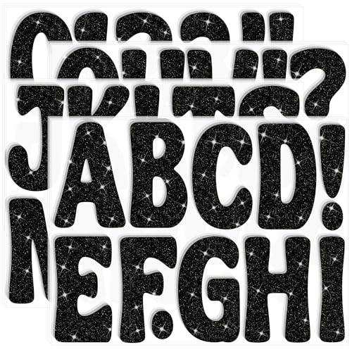 Bulletin Board Letters 129 PCS Glitter Letter Stickers Large 4 Inch, Black - color: Black, size: 4 Inch