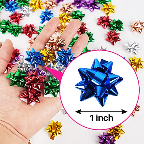 100Pcs 1" Mini Gift Bows and 14 Rolls Curling Ribbon Set, Metallic Wraping Bows Ribbons for Gift Wrapping, Party, Festival, Crafting, Wedding - color: Metallic, size: 1'' 100 Pcs Gift Bows with 14 rolls Ribbons
