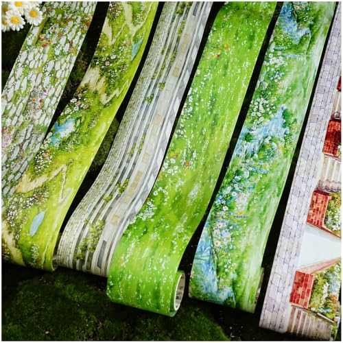 6 Rolls PET Tape Stickers for Journaling and Scrapbooking - style: 6 Rolls PET Tape Landscape Road Stickers