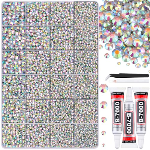 BELLEBOOST 36000Pcs Crystal AB Rhinestones Bedazzling Kit - color: AB 2-6mm, size: Large Pack with Glue