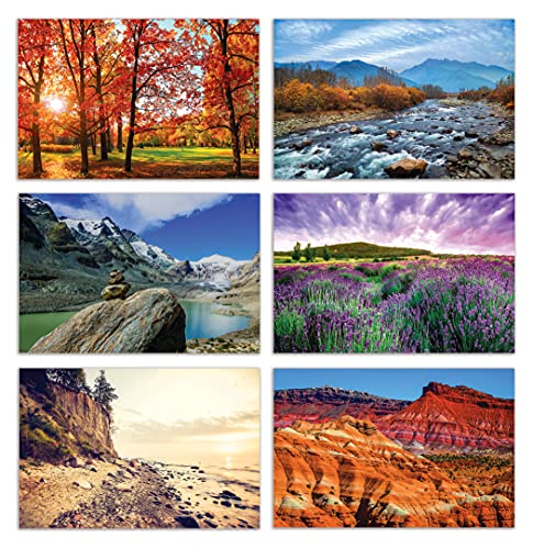 Better Office Products 50-Pack All Occasion Greeting Cards Box Set, 4 x 6 inch, 50 Assorted Blank Note Cards & 50 Envelopes, 6 Nature Photography Americana Designs, Blank Inside, 50 Pack