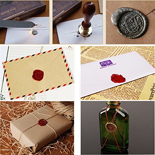 Yoption 5Pcs Bronze Sealing Wax Sticks with Wicks for Wax Seal Stamp | Embossed Pattern Wax Sticks for Wedding Invitation, Christmas Card, Envelope, Snail Mail, Wine Package, Gift Wrapping - color: Bronze