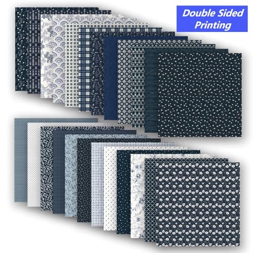Boho Scrapbook Paper 12x12 - 24 Sheets Flower Patterned Cardstock Paper Pads,Coloured Double-Sided Decorative Craft Papers Pack for Scrapbooking, Junk Journaling, and Card Making (Classical Blue) - color: Classical Blue