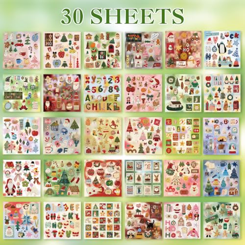 600+ PCS Cute Christmas Scrapbook Sticker Book, Holiday Decor & Ins Little Object Theme Stickers, Art Scrapbook Supplies for Adults Teens Women Girls Junk Journaling Planner Crafts - style: Christmas Style