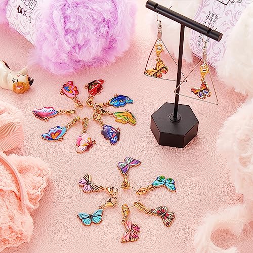 BEEFLYING 16Pcs Stitch Markers for Knitting Crochet Alloy Enamel Removable Crochet Stitch Marker Charms with Lobster Claw Clasps for Knitting Weaving Sewing Quilting Handmade Jewelry (Butterfly) - color: Butterfly