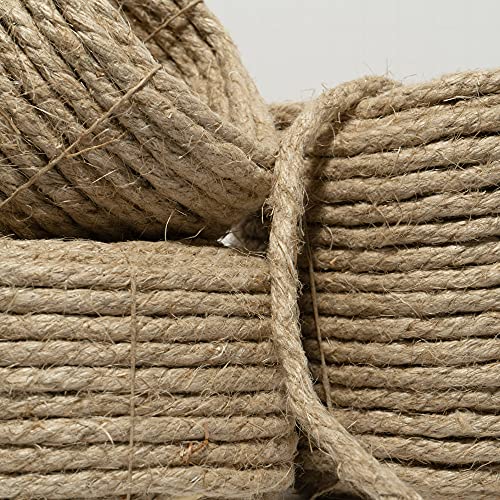 100% Organic Hemp Twine Rope (50ft x 1/4 in.), 6mm Thick Cord, Natural String, Heavy Duty Outdoor Twine, Jute Rope, Plant String, Twine for Crafts and Gardening - size: 50ft x 1/4 in.