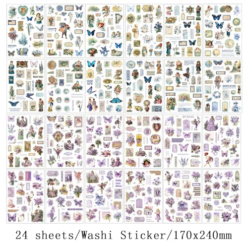 Victorian Journal Sticker Book, 24 Sheets of Ephemera Stickers (Blue) - color: Blue