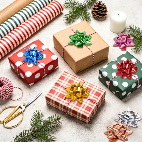 100Pcs 1" Mini Gift Bows and 14 Rolls Curling Ribbon Set, Metallic Wraping Bows Ribbons for Gift Wrapping, Party, Festival, Crafting, Wedding - color: Metallic, size: 1'' 100 Pcs Gift Bows with 14 rolls Ribbons