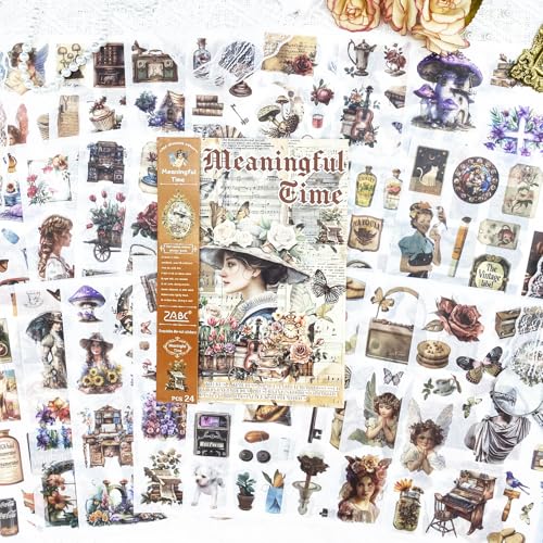 478pcs Pre-Cut Vintage Scrapbook Sticker Book for Adults and Teens, Washi Stickers for Scrapbooking Supplies,Journaling Stickers Aesthetic Ephemera for Junk Journals, DIY Crafts Arts Decorative - color: Meaningful Time