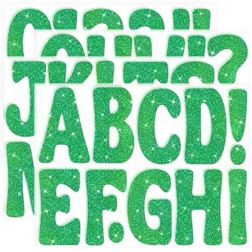 Bulletin Board Letters 129 PCS Glitter Letter Stickers Large 4 Inch, Green - color: Green, size: 4 Inch