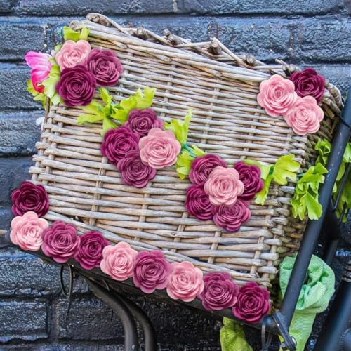 24pcs Felt Fabric Flowers Embellishments for Crafts, 1.2 inch Nonwoven Appliques Ornament with 30 Stickers for DIY Gift Wrapping Cards, Sewing, Scrapbook, Photo Frame Album Decoration (Purple Series) - color: Purple Series