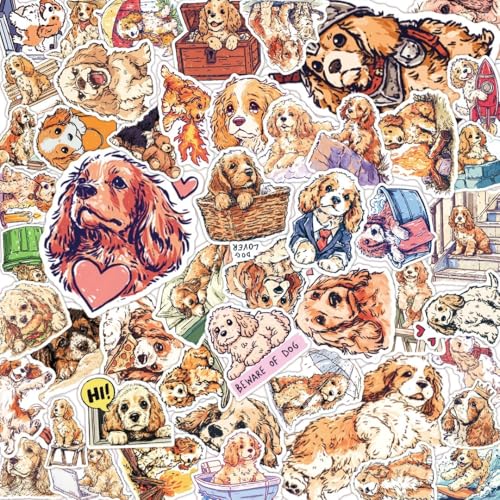 100 PCS Cocker Spaniel Stickers Pack – Waterproof Dog Decals for Water Bottles, Laptops, Phones, Notebook, Cars – Cool Vibrant Graphics for Cocker Spaniel Enthusiast - color: Cocker Spaniel