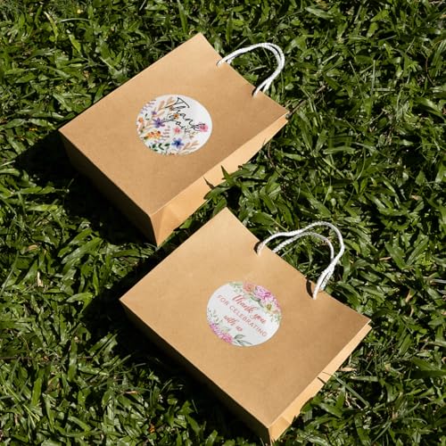 Pack 90 Pcs Wildflower Floral Celebrating with Me Stickers for Party Favors Toddlers Thank You Labels Birthday Supplies Cute Aesthetic Sticker Round Waterproof Vinyl Decals Bulk - color: Wildflower A23