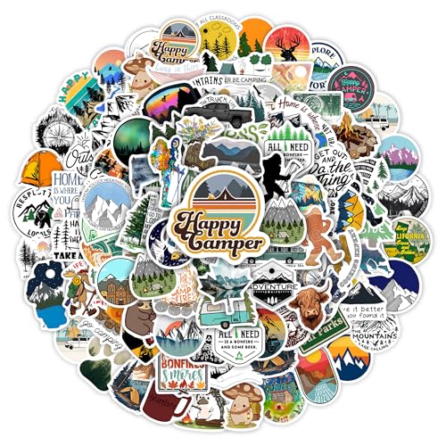 100 Pcs Outdoor Adventure Hiking Camping Adults Camp Stickers - color: Camping-pvc-029