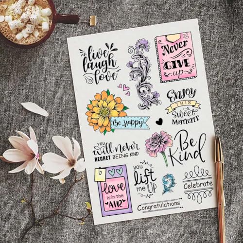 CHGCRAFT Flowers Blessings Clear Stamps Plants Transparent Stamps Silicone Clear Stamp Seals for DIY Scrapbooking Photo Album Decoration, 4.3x6.3 inch - style: Flowers Blessings