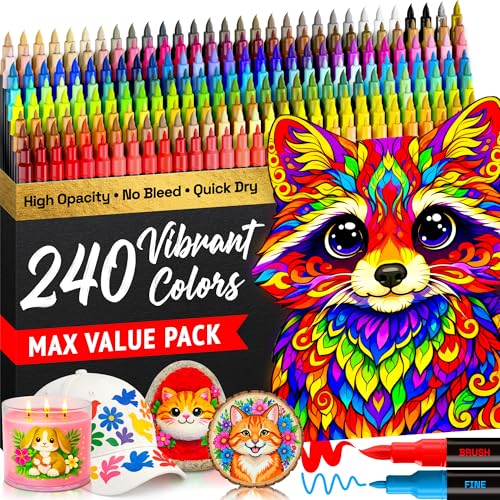 ARTISTRO 240 Dual-Tip Acrylic Paint Marker Pens for Drawing - color: Multicolor, size: 240