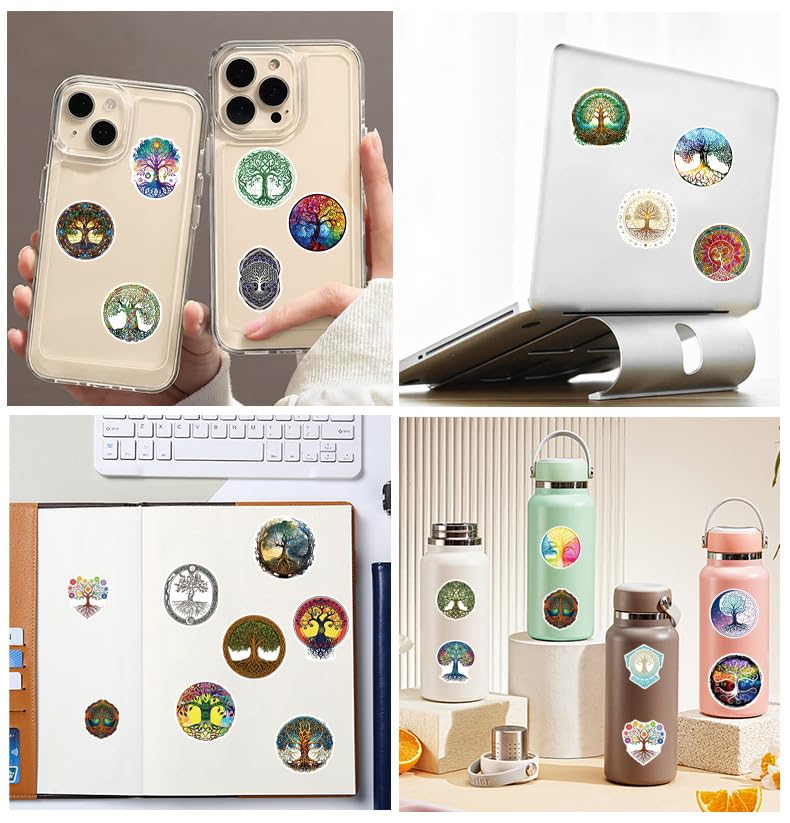 50Pcs Tree of Life Stickers, Nordic Boho Vinyl Decals - style: Tree of Life Stickers