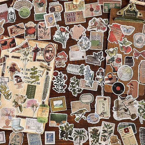 Maxleaf 400PCS Vintage Washi Sticker Set for Scrapbooking Journaling | Floral Retro Nostalgic Ephemera Stickers for DIY Crafts Planner Diary Album Handmade Work Journal Envelope Gift Wrapping