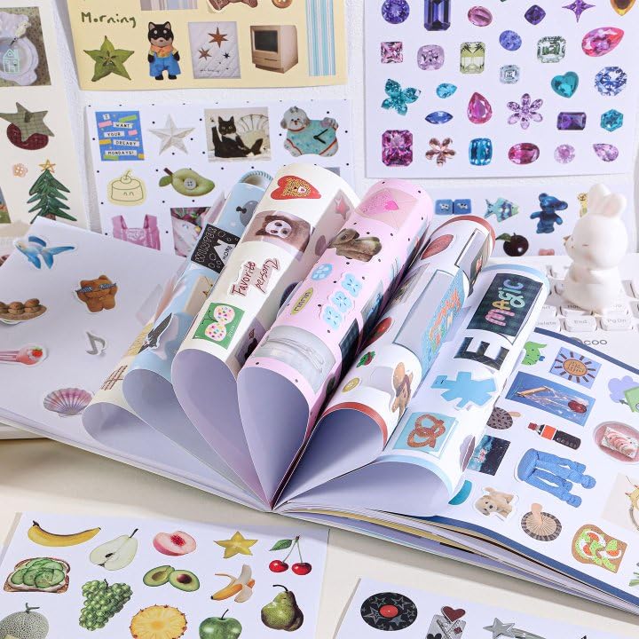 1300Pcs+ Retro Sticker Book for Scrapbook Junk Journal (CS-Blue) - style: Color Store - Blue