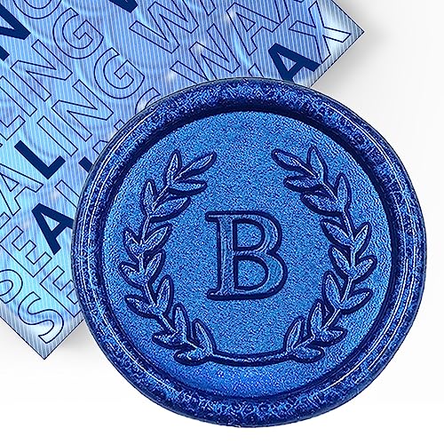 50Pcs Blue Letter B Adhesive Wax Seal Stickers, Hand-Made, No Need Seal Stamp, Tear and Use Wax Stickers for Wedding Invitations, Envelopes, Christmas Gift - color: Blue, size: B